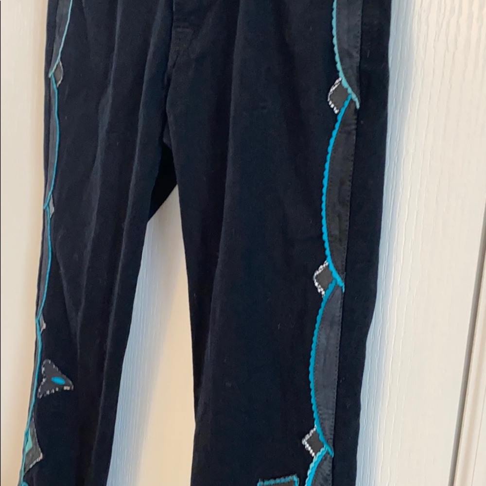 Western cowgirl Black Turquoise Jeans Size 2